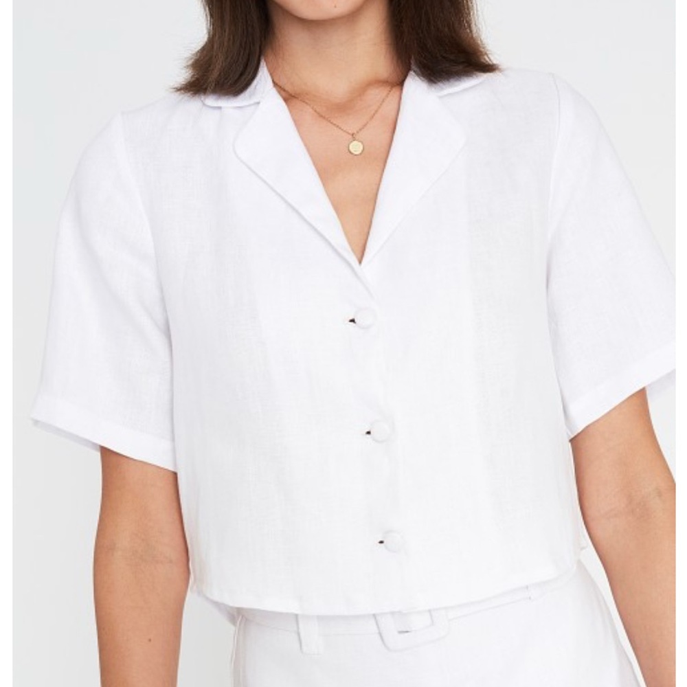 Faithfull the Brand Chenault White Linen Shirt